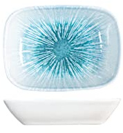 H&H Neptune Piattino Rettangolare in Porcellana, 14cm, Design Moderno ed Elegante, Blu Sfumato
