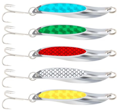 OriGlam 5 señuelos de pesca cucharas de pesca, truchas percalientes señuelos rotativos cucharas, metales duros señuelos rotativos señuelos de pesca señuelos rotativos