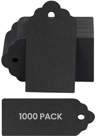 Belle Vous 1000er Pack Schwarzer Geschenk Anhänger Kraftpapier - 4,5 x 2,5 cm - Rechteckige Anhänger Papier Kärtchen zum Beschriften für Geschenke, Weihnachten, Hochzeit & Preisschilder Anhänger
