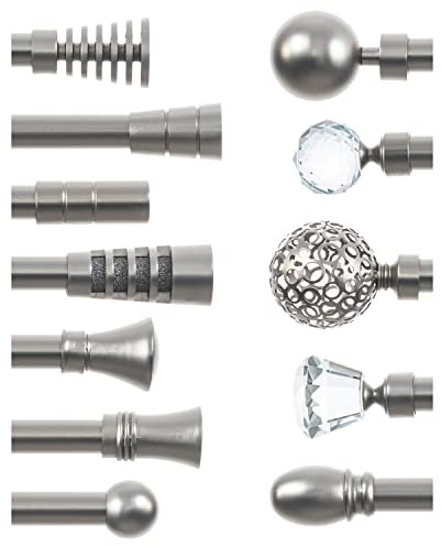 StoffTex Ø19 Gardinenstange Vorhangstange Satin metall verschiedene Größen und Endstücken (Ohne Ringe) 1/2-läufig