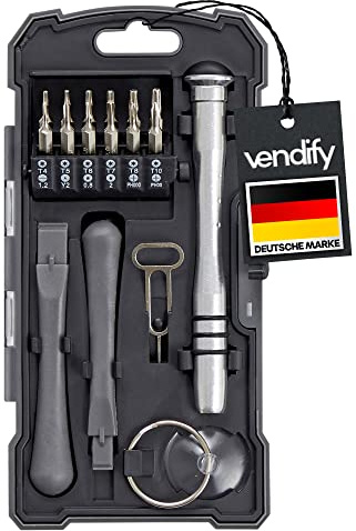 vendify® Feinmechaniker Schraubendreher Set 17-teilig - Mangetisch - Torx, Kreuz, Schlitz Smartphone-Reparatur-Set