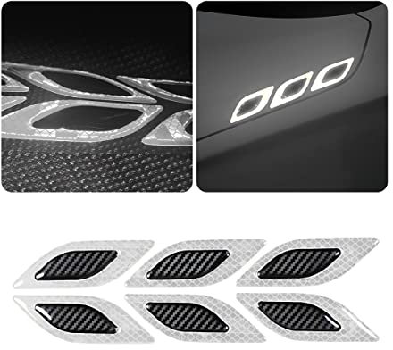 CGEMDY 6 Pezzi Adesivi riflettenti Per Auto, Adesivi Di Avvertimento Per Auto In Fibra di carbonio, 3D Adesivi di Avvertimento per Auto Riflettenti, Adatto a Tutti i Tipi di Veicoli (Bianco)