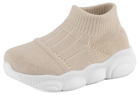 Cheerful Mario 1–4 år, lära-gå-skor, baby, pojkar, flickor, krypskor, tofflor, strumpskor för småbarn, Beige, 20/20.5 EU