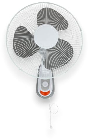 GROWMANIA Ventilador de Pared con 3 Velocidades 40 W Potencia 40 Cm | Ventilador Eléctrico Blanco con 3 Aspas | Silencioso y Cabezal Giratorio