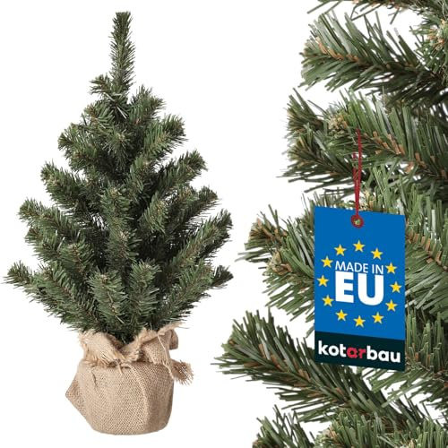 KOTARBAU® Künstlicher Weihnachtsbaum Deko Klein 50 cm mit Jute Weihnachtsbaumständer Mini Tannenbaum Künstlich Christbaum Christmas Tree