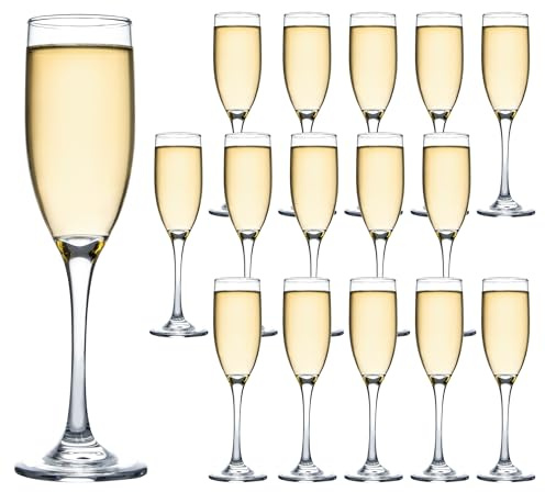 UMEIED 6 Oz Classic Champagne Flutes Set of 16, Long Stemmed Crystal Clear Champagne Glasses, Sparkling Wine Glasses for Home Party Wedding Birthday Housewarming Gifts