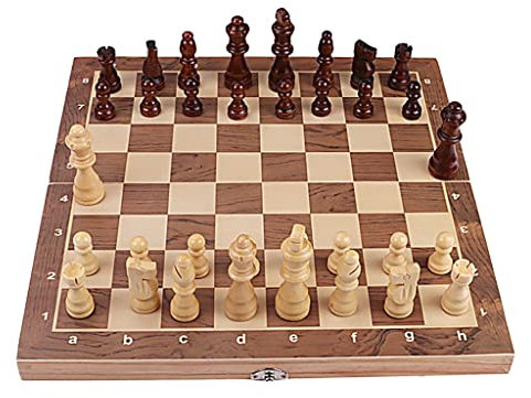 REEKOS Schach Schachspiel Schachbrett Schachmassivholz mit magnetisch ausgestattet mit 2 Queen, extra tragbares Eintrittsbuch for Spiele, Geschenke for Erwachsene und Kinder Schach Set (Size : 29cm)