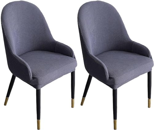 YOPOIY Fundas Sillas De Comedor Elasticas, Comedor Sillas Cubiertas con Brazos Respaldo Suave Extraíble Lavable Brazos Respaldo Cubiertas Sillas para Comedor (Gris Oscuro,2 Piezas)