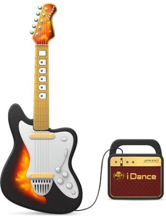 Guitarra Eléctrica Infantil con Amplificador Bluetooth - Cable de Audio y Batería Recargable - Con Cuerdas, Correa y Botones para Sonidos Realistas de Guitarra - Instrumento Musical Jam Hero Guitar