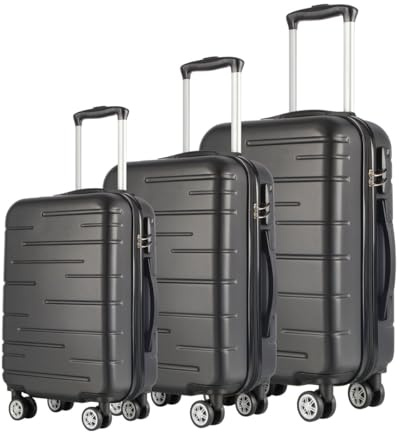 Juego de 3 Maletas de Viaje Set Trolley Abs Semirigidas con Cerradura Combinación 4 Ruedas Dobles