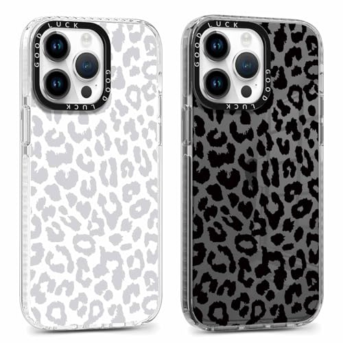 Yoedge 2 Stück Handyhülle für iPhone 15 Pro Hülle 6,1, Leopard Muster Frauen Mädchen Aesthetic Handyhülle, Transparent Dünn Weich Silikon TPU Slim Fit Stoßfest Kratzfest Schutzhülle für iPhone 15 Pro