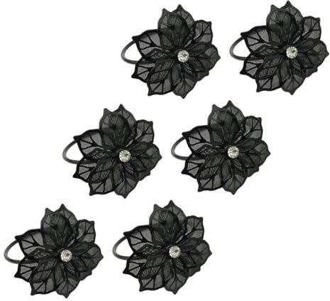 LALADEFIEE 6stücke Teiliges Halloween Serviettenringe Aus Metall Mit Blumen-mesh-Design Dekorativer Serviettenhalter Für Festlichkeiten Und Partys Schwarz