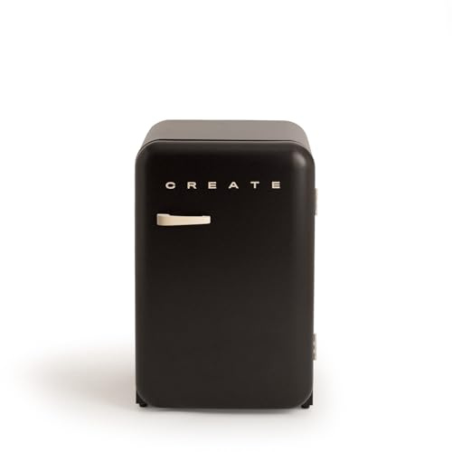 CREATE / RETRO FRIDGE 83.5 SAND/Frigorífico negro maneta arena / 98W. bajo consumo. 2 estantes. regulador temperatura. botellero. 56x54x84cm