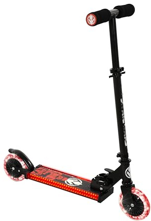 Star Wars Dark Side Light Up Hopfällbar Inline-skoter för flickor och pojkar – 2-hjuls-skoter - Pojkar Scooter och flickor Scooter - Justerbar upplyst skoter - Tvåhjulsscooterdäck och hjul tänds