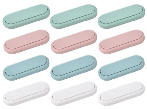 Chiusure di Sicurezza per Bambini, 12 blocca cassetti per bambini, Chiudi Cassetti Bambini, Chiusura di Sicurezza per Sportelli, con Potente Adesivo Senza Perforazione, per Sportelli, Frigorifero