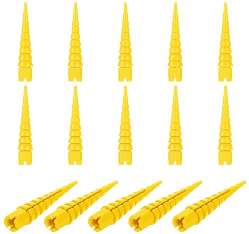 SUMNACON 15 Pcs Adjustable Wood Anchors Wall Anchors, Plastic Fixing Stripped Screw Hole Repair Kit Door Window Hinge Screw Hole Anchor, Screw Anchor Suitable with Screws Sizes #2 to #16 (Yellow)