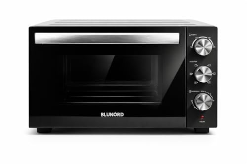 BLUNORD Forno Elettrico Ventilato – Doppio Vetro, 6 Funzioni di Cottura, 90–230°C, Timer 60 Min, Luce Interna, Accessori Inclusi, Pareti Antiaderenti (52 LITRI)