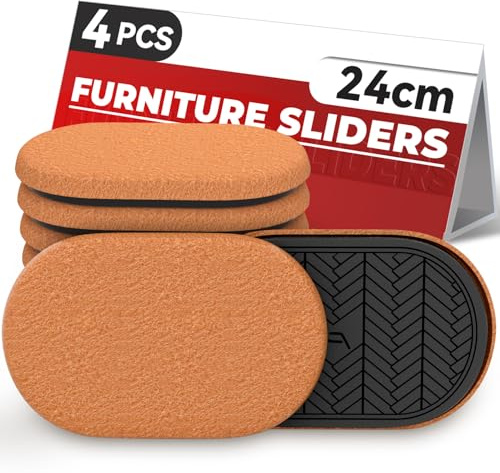 PISAO Oval Felt Furniture Sliders for Hardwood Floors 4PCS-24cm x 14.5cm | Thick Furniture Pad Gliders Coasters for Heavy Duty Items, Moving Heavy Furniture Quickly and Easily
