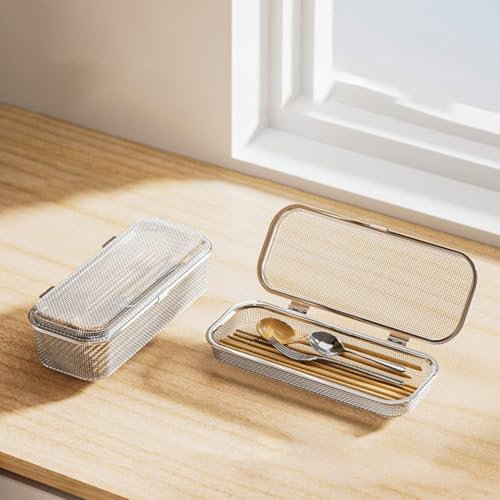 Cesta para lavavajillas, cesta de acero inoxidable para guardar objetos pequeños, soporte para palillos que ahorra espacio, cesta para cubiertos de utensilios (S)