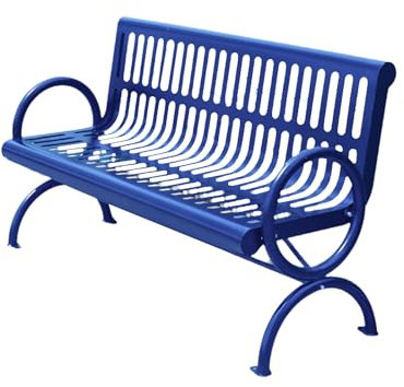 Sitzbank mit Lehne Verdickter Stahlsitz mit Verstärkter Unterseite für Festen Halt, Gartenbank Wetterfest, für Garten, Balkon, Terrasse(Blue)