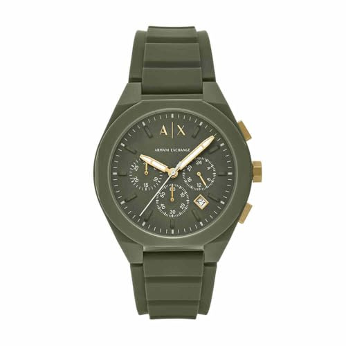 Armani Exchange Watch for Men, Quarz-Chronographenwerk und 44mm Gehäusegröße mit Silikonarmband
