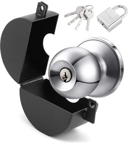 Outside Tap Lock,Door Handle Lock Out Device,Cover to Disable Doorknob/Faucet/Valve,Handle Guard,Prevents Turning and Access to Keyhole,Prevents Operating The Knob(Black, with Padlock & 4 keys)