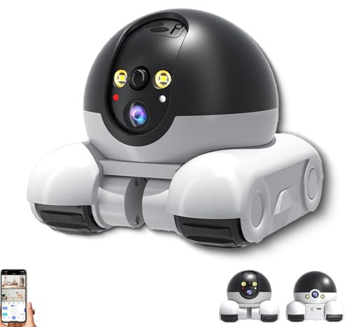 Patrol Buddy Robot Camera, Robot Camera On Wheels, Indoor Movable Security Cameras, 1080p Dual Lenses Small Robots Cam, 2 Way Talk, HD Night Vision, App Control, for Cats Dogs (WIFI)