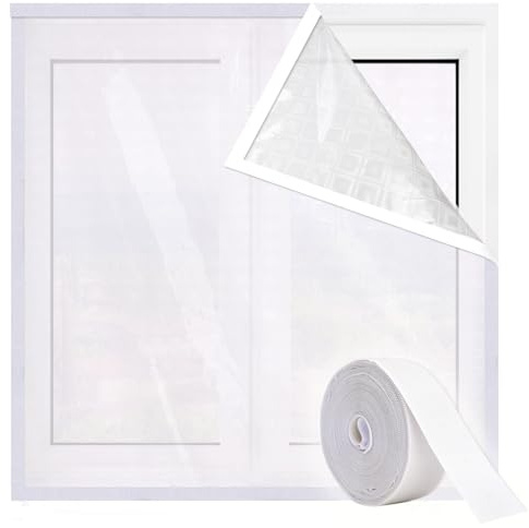 Risareyi Rideau Thermique Isolant Fenetre Anti Froid, 80x110cm, Blanc Translucide EVA Film Épaissir, Coupe-vent, Imperméable, Sans Percage, Ourlet Complet, Incoupable