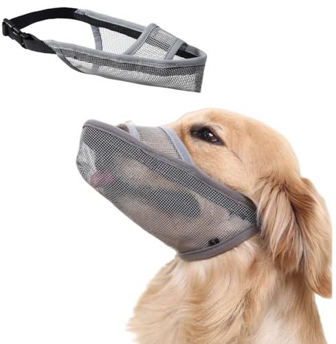 MUYYIKA Maulkorb für Hunde Weicher Netzmaulkorb für Kleine, Nylon-Mesh Mittelgroße und Große Hunde Zum Auffangen von Beißen Lecken und Kauen Ermöglicht Hecheln und Trinken