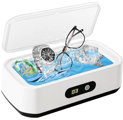 Ultraschallreinigungsgerät, 49000Hz Ultraschallreiniger Ultraschallgerät 650ml brillenreinigungsgerät mit 5 Zeitfunktionen, professionelles Ultrasonic Cleaner zum Reinigen von Brillen, Uhren, Ringen,