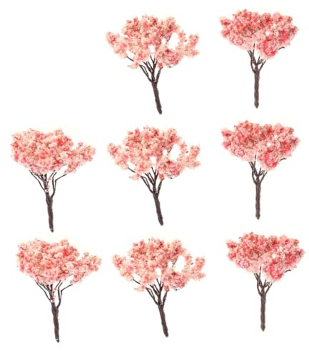 Gatuida 10stücke Plastikmodellbäume Minibäume Modell Mit Stamm Und Rosa Blüten Für Miniatur-Layout Landschaftsszenerie