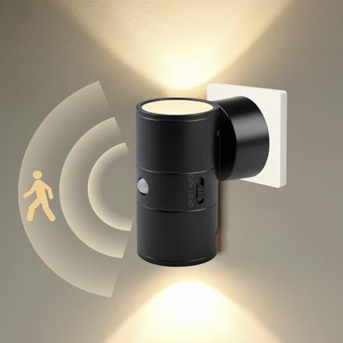 Motion Sensor Night Light Plug in Wall,LED Night Light Dimmable 0-100LM with 3 Modes for Hallway 3000K Warm White Auto On/Off Dusk to Dawn Motion Sensor Night Lighting for Bedroom Stairway Kitchen