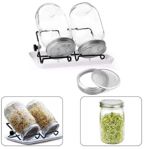 Gettimore 4er Pack Edelstahl Sprossenglas Deckel 7cm mit abnehmbarem Netz für einfache Reinigung, Rostbeständige 304 Stahlabdeckungen für Anzucht von Sprossen, Gewürzzuckermehl oder Glitzersprinklern