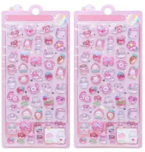 3D Stickers Puffy Sticker Pack Cute Pink Stickers for Children, Ideal for Scrapbooks, Planner Journals, Laptops, Phone Case Decoration Rewards, Gifts, and Creative Craft Accessories