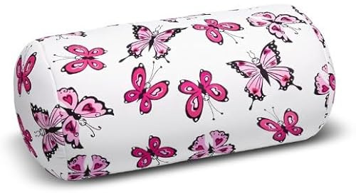 House of Healthbrands Kuschelmaxx | Rundes Dekoratives Rollkissen 17 x 33 cm | Design Schmetterling | Mit Mikrogranulat-Füllung | Formstabil & waschbar | Ideal für Sofa oder Reisen | Inkl. Waschnetz