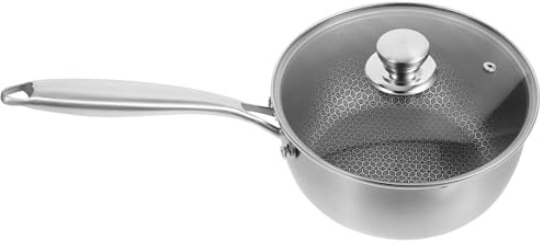 PAMINGONO Olla Pequeña de Acero Inoxidable 20 Cm Revestimiento Antiadherente Tipo Panal, Multifuncional para Leche, Sopas y Estofados, Incluye Escurridor, Utensilios Cocina Domésticos