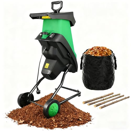 Sushangmao Biotrituratore Elettrico da Giardino da 2400 W con Sacco Staccabile da 50 L E 2 Set di Lame in Acciaio al Manganese, Tritura Rami Fino A 4 Cm/1,57 Pollici, Trituratore A 4500 Giri/Min