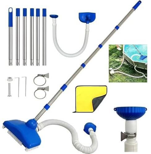 Pool Bodensauger mit Teleskopstange 2.3M, Poolsauger für Sandfilteranlage mit 3.5M Einziehbarer Schlauch Ø38mm, Poolsauger Staubsauger, Pool Reiniger Sauger, Poolreiniger Set, für Spas, Whirlpools