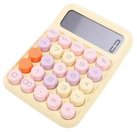 Generic Calculadora Estándar Colorida para Oficina y Escuela, Pantalla Grande y Teclas, Calculadora con Teclado Mecánico, Material ABS (Yellow)