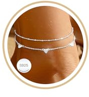 Aretas Ankle Bracelets for Women Women's S925 Sterling Silver Dainty Layered Waterproof Ankle Chain Silver Jewelry Foot Bracelet Birthday Gifts for Girls Ladies Her Mum Daughter Wife Best Friends