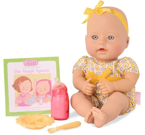 Baby Sweetheart de Battat - Heure du Repas, Poupée Nouveau-né au Corps Souple de 12 Pouces avec Livre d'histoires Facile à Lire et Accessoires