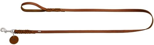 HUNTER Solid Education Hundeführleine | Rindsleder, handgeflochten, für Training & Alltag, Farbe: Cognac, Größe 11/110