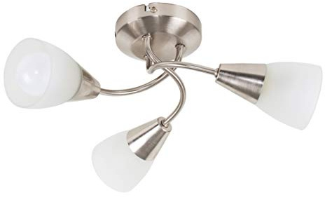 MiniSun | Modern 3 Way Brushed Chrome Ceiling Light Fitting with Frosted Glass Shades | Pendant Lights, Home Décor & Improvement Essential | Mains Wired