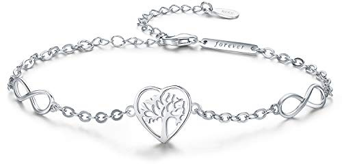 TANGPOET Bracelet pour Femme en Argent 925 Infini Amour Bracelets de l'Arbre de Vie Cadeau de Noel Pour Dames et Filles