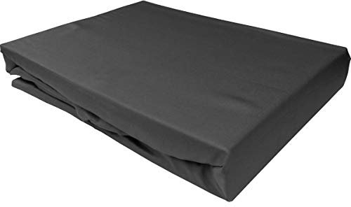 Bettwaesche-mit-Stil Mako Satin Spannbettlaken Spannlaken Spannbetttuch (180 cm x 200 cm, Matratzenhhöhe 5-10cm, Anthrazit)