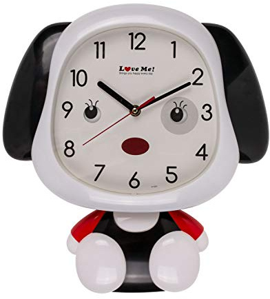 Out of the blue Children's Dog Wall Clock with Movable Eyes and Body Approx. 31cm x 33cm Plastic Battery Operated in Gift Box, Colourful, 26 x 33 cm