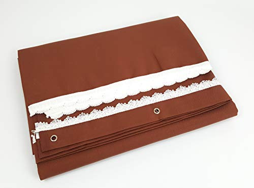 Viglietti Tenda da Sole a Righe per Balcone Veranda o Terrazzo con Anelli e Ganci Tessuto Resistente da Esterno Misura cm 140x300 (Marrone Tinta Unita col.13)