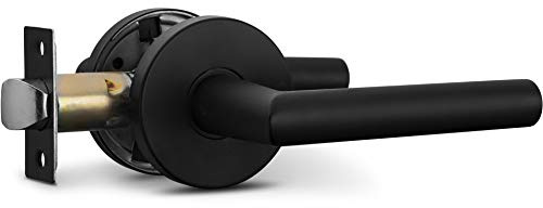 Berlin Modisch Passage Lever Door Handle Sleek Round Non-Locking Lever Set [for Hallway or Closet Doors] Reversible for Right & Left Sided Doors Heavy Duty - Iron Black Finish