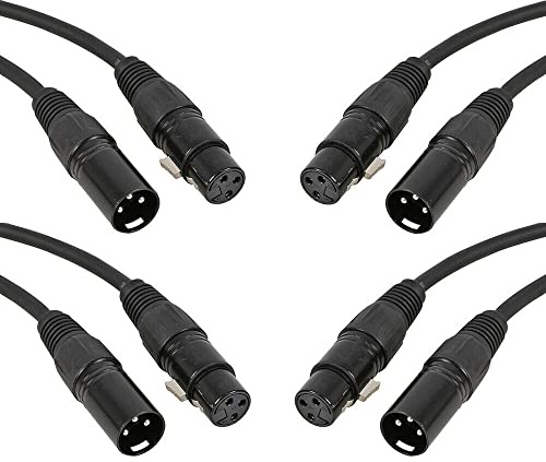4x Pulse 2.5M XLR Lead Cable 3 Pin Male XLR to Female XLR Microphone Lead Audio