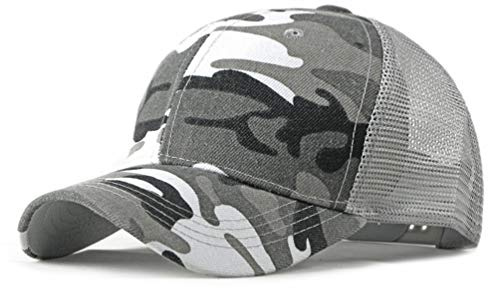 RICHTOER Unisex Camouflage Baseball Cap Casual Military American Flag Cap for Outdoor (Grey)